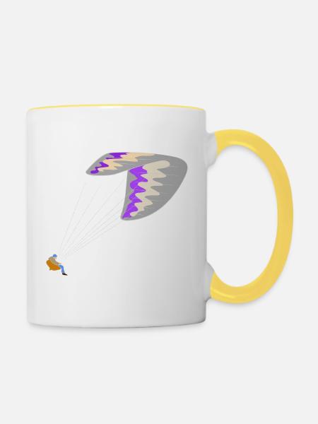Gleitschirm - Tasse zweifarbig - Weiß/Gelb