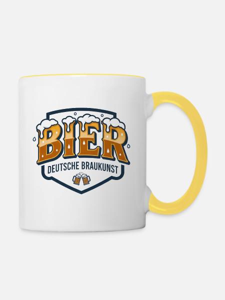 Bier Saufen Trinken - Tasse zweifarbig - Weiß/Gelb