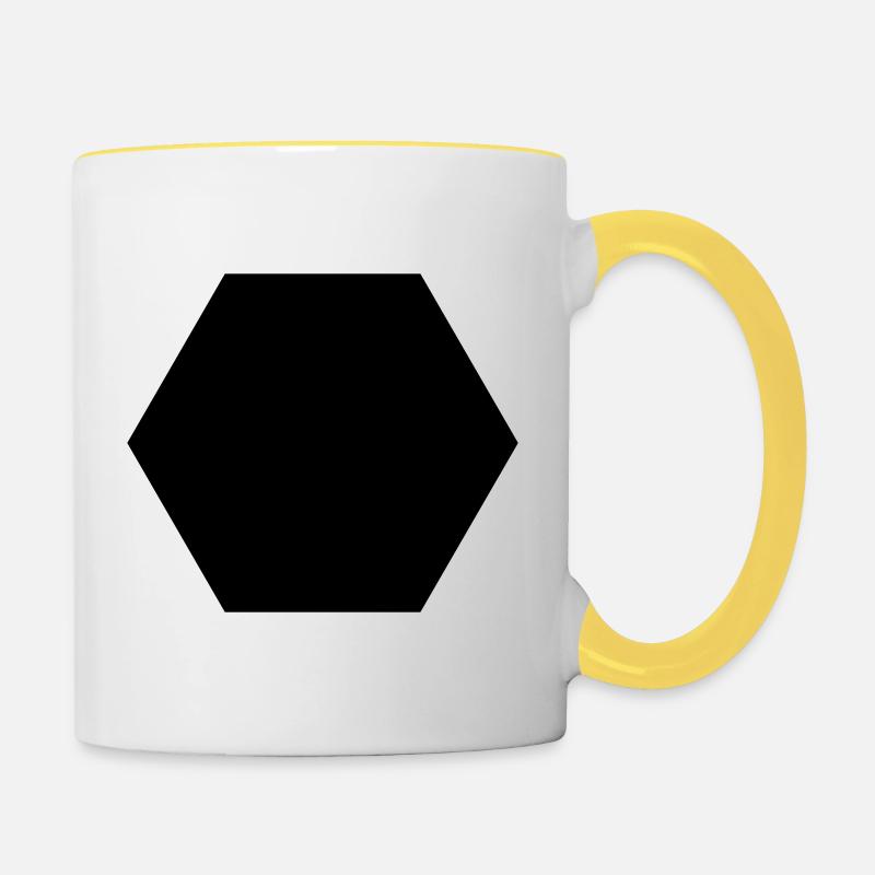 Black Hexagon - Contrasting Mug - white/yellow