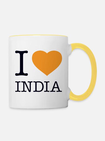 I love India Indien - Tasse zweifarbig - Weiß/Gelb