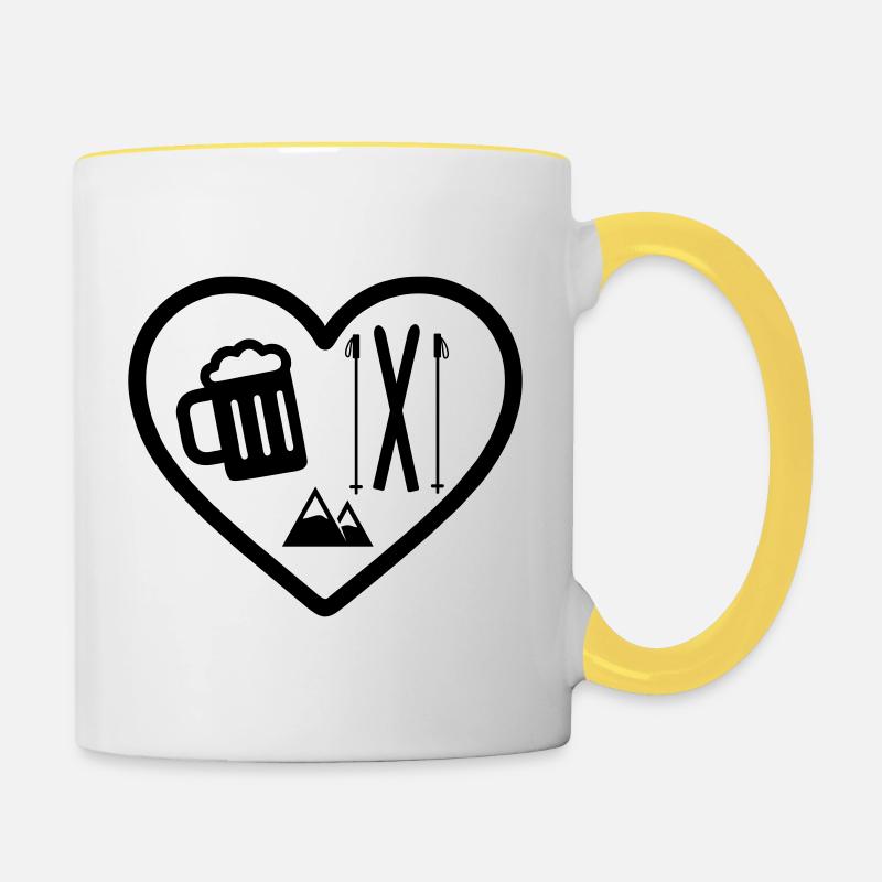 Heart Ski Bier - Tasse zweifarbig - Weiß/Gelb