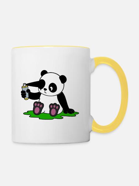 DIY-Panda - Tasse zweifarbig - Weiß/Gelb