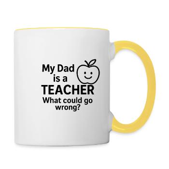 Fröhlicher Spruch  - Tasse zweifarbig - Weiß/Gelb - Rechts