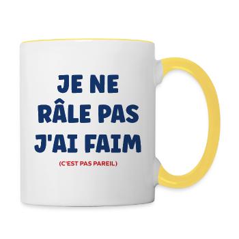 Je ne râle pas j'ai faim - Mug contrasté - blanc/jaune - Droite