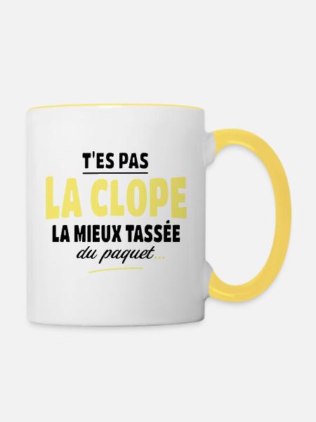Du bist nicht der beste Zigaretten-Witzbold - Tasse zweifarbig - Weiß/Gelb