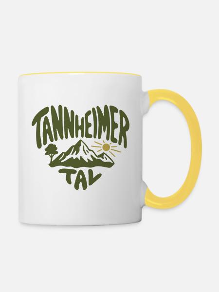 Tannenheimer Tal Berglandschaft Retro - Tasse zweifarbig - Weiß/Gelb