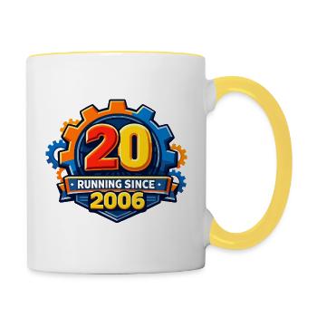20 ans de course depuis 2006 Gear - Mug contrasté - blanc/jaune - Droite