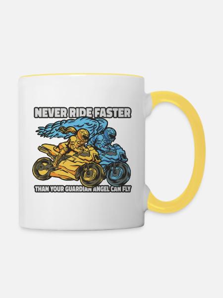 Biker Engel 🏍️ - Tasse zweifarbig - Weiß/Gelb
