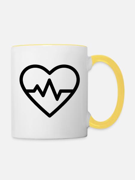 Pulsschlag - Tasse zweifarbig - Weiß/Gelb
