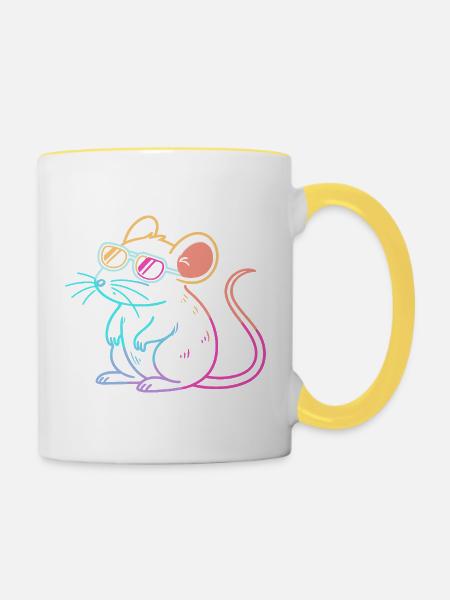 Regenbogenratten-Neonbrille - Tasse zweifarbig - Weiß/Gelb