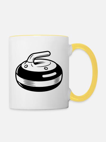 Curling Stone - Tasse zweifarbig - Weiß/Gelb
