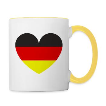 Drapeau allemand en forme de cœur - Mug contrasté - blanc/jaune - Droite