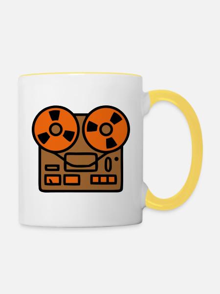 Tonbandgerät Audio Podcast Studio - Tasse zweifarbig - Weiß/Gelb