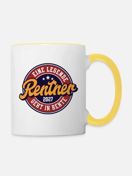Rentner 2027 - Tasse zweifarbig - Weiß/Gelb