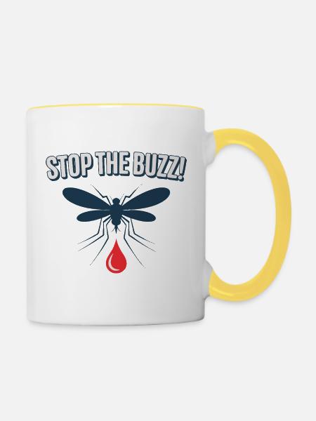 Stopp den Buzz Mückenblutrotttropfen - Tasse zweifarbig - Weiß/Gelb
