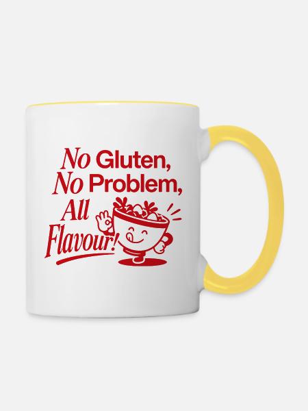 No Gluten No Problem Funny Flour - Tasse zweifarbig - Weiß/Gelb