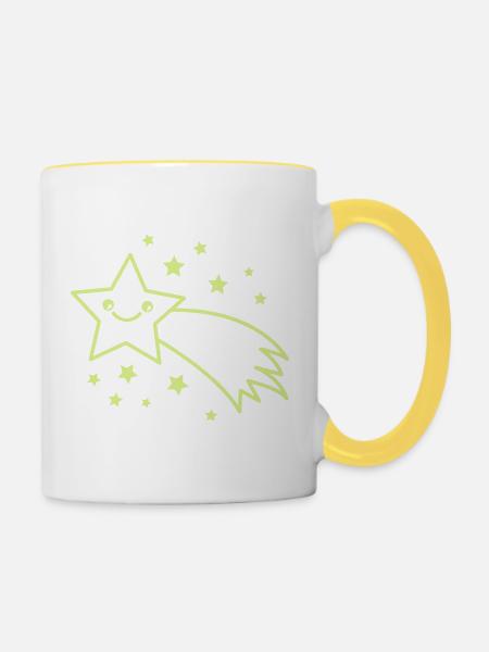 Sternschnuppe Sternenflug - Tasse zweifarbig - Weiß/Gelb