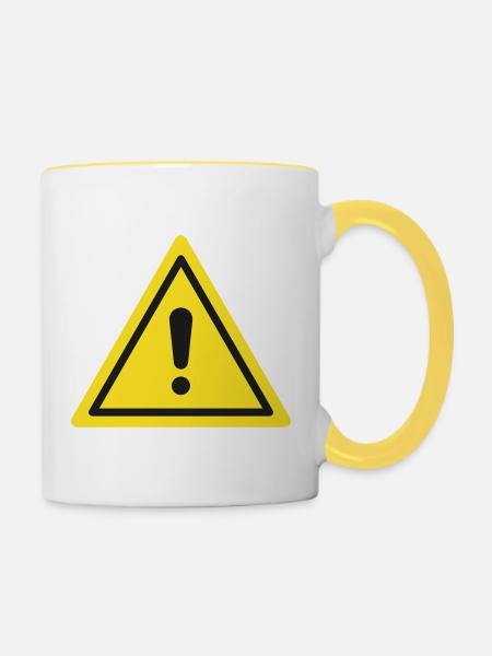 Warn-Dreieck-Warnsymbol - Tasse zweifarbig - Weiß/Gelb