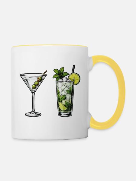 Cocktail Kollektion: Martini & Mojito - Tasse zweifarbig - Weiß/Gelb