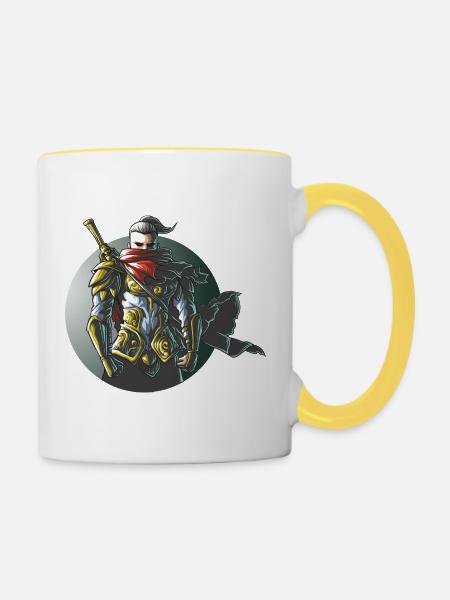 Krieger Ninja Samurai Gaming Design - Tasse zweifarbig - Weiß/Gelb