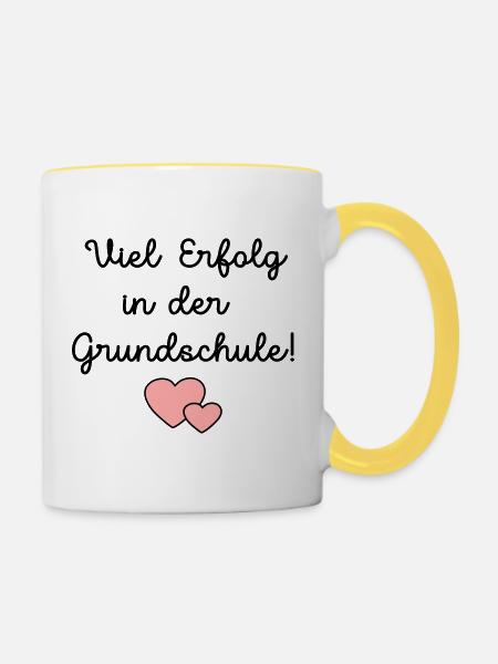 Einschulung Grundschule Schulkind - Tasse zweifarbig - Weiß/Gelb