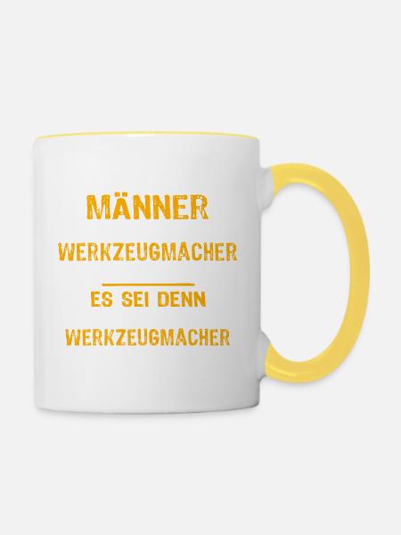 Werkzeugmacher Spruch - Tasse zweifarbig - Weiß/Gelb