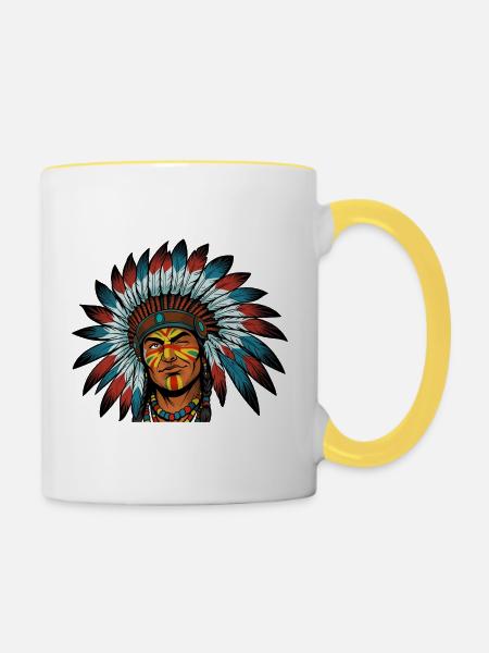 Der relaxte Häuptling - Tasse zweifarbig - Weiß/Gelb