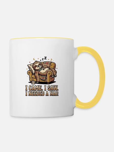Brauchte ein Nickerchen - Tasse zweifarbig - Weiß/Gelb