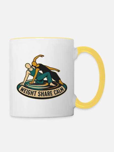 WEIGHT SHARE CALM - Tasse zweifarbig - Weiß/Gelb