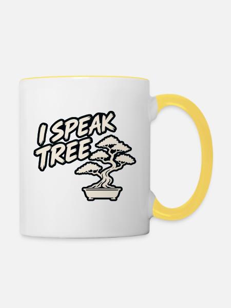 Ich spreche Baum - Tasse zweifarbig - Weiß/Gelb