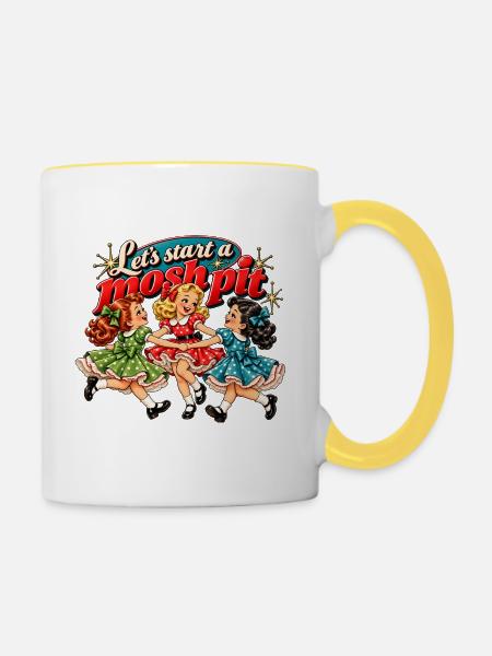 Let's start a mosh pit - Tasse zweifarbig - Weiß/Gelb