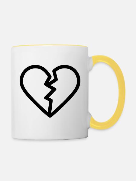 gebrochenes Herz - Tasse zweifarbig - Weiß/Gelb