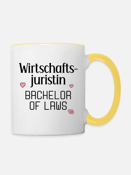Studium Abschluss Wirtschaftsjuristin - Tasse zweifarbig - Weiß/Gelb