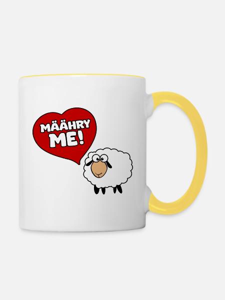 Määhry me! Heiratsantrag vom Schaf - Tasse zweifarbig - Weiß/Gelb