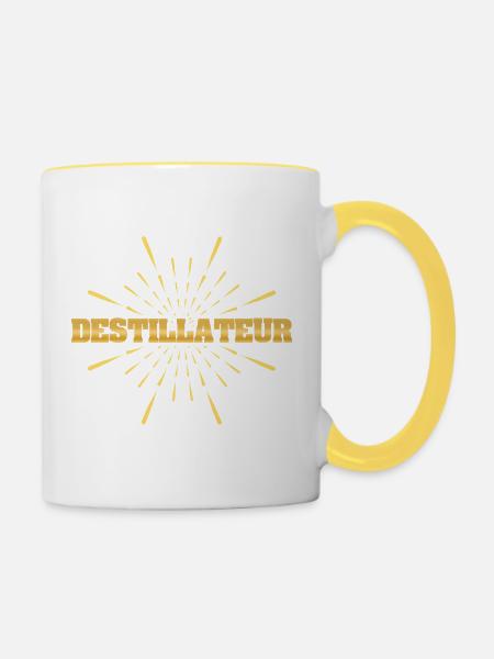 Geschenk für Destillateur - Tasse zweifarbig - Weiß/Gelb