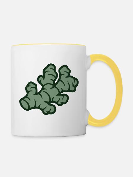 Ingwer Wurzel Grafik - Tasse zweifarbig - Weiß/Gelb