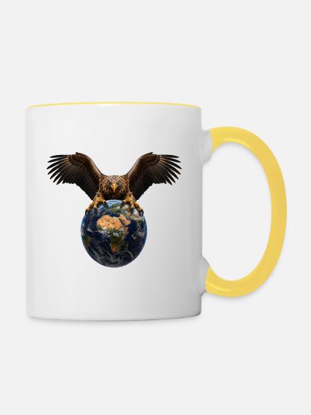 Seeadler Adler Eagle - Tasse zweifarbig - Weiß/Gelb