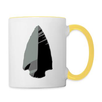 flint arrowhead indian T-shirts - Tasse zweifarbig - Weiß/Gelb - Rechts