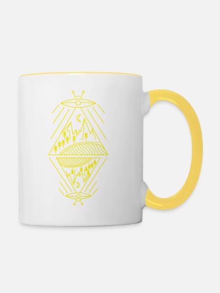 UFO ALIEN - Tasse zweifarbig - Weiß/Gelb