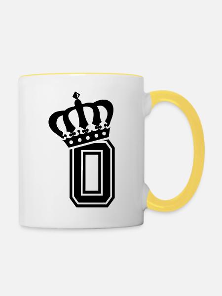 Buchstabe O - Tasse zweifarbig - Weiß/Gelb