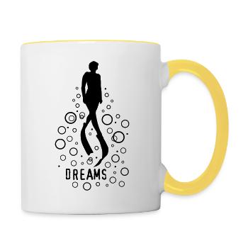 Dive freediver dreams 2 - Tasse zweifarbig - Weiß/Gelb - Rechts