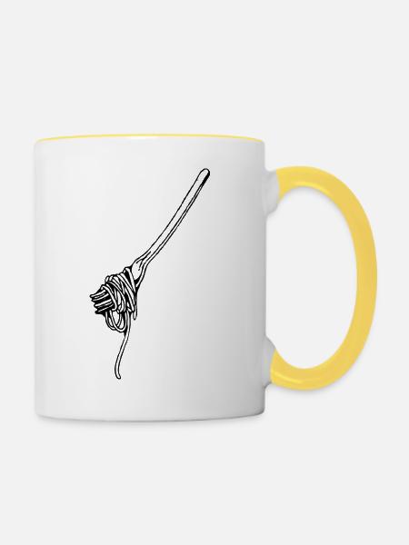 Gabel - Tasse zweifarbig - Weiß/Gelb