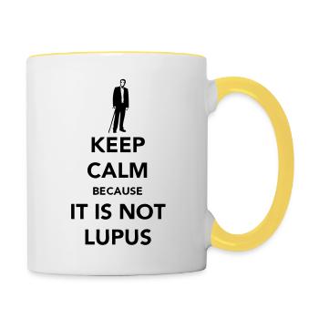 Keep Calm - Not Lupus - Tasse zweifarbig - Weiß/Gelb - Rechts