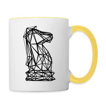Schachfigur Springer bestehend aus Linien, Polygon - Tasse zweifarbig - Weiß/Gelb - Rechts