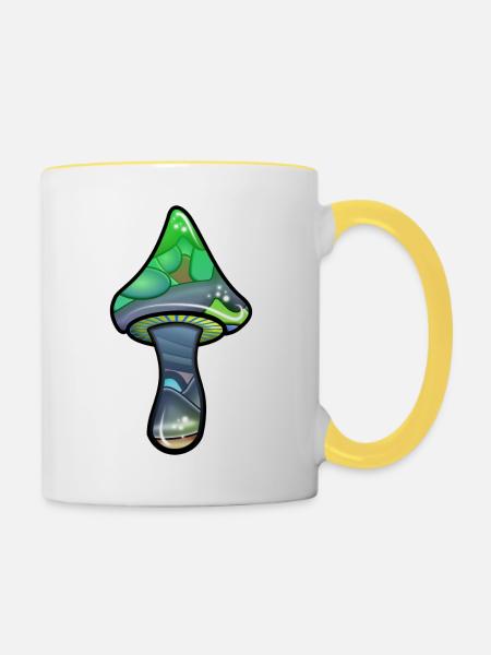 Zauberpilz - Tasse zweifarbig - Weiß/Gelb
