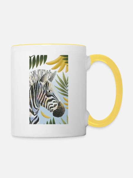Zebra - Tasse zweifarbig - Weiß/Gelb