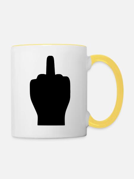 Finger-Gruß - Tasse zweifarbig - Weiß/Gelb