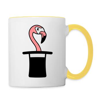 zylinder hut zauberer trick zaubertrick magier mag - Tasse zweifarbig - Weiß/Gelb - Rechts