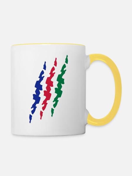 scar_flag_vec_3 de - Tasse zweifarbig - Weiß/Gelb