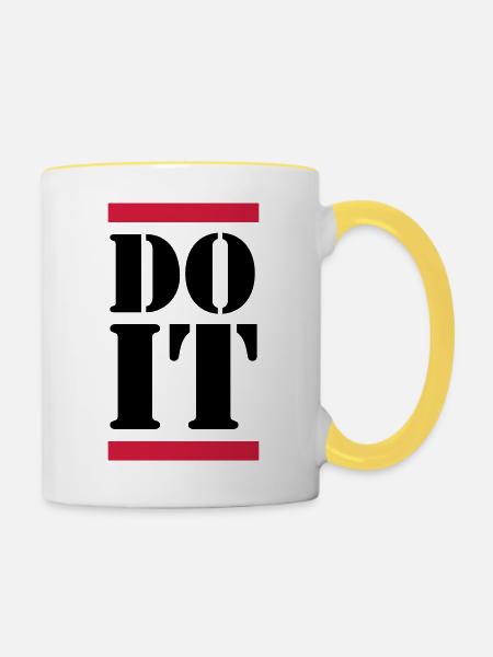 Do It - Tasse zweifarbig - Weiß/Gelb